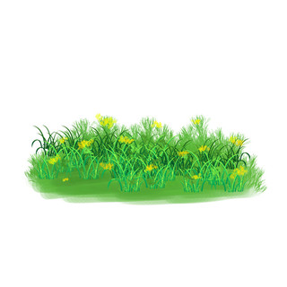 绿色卡通手绘草丛黄花元素GIF草丛元素